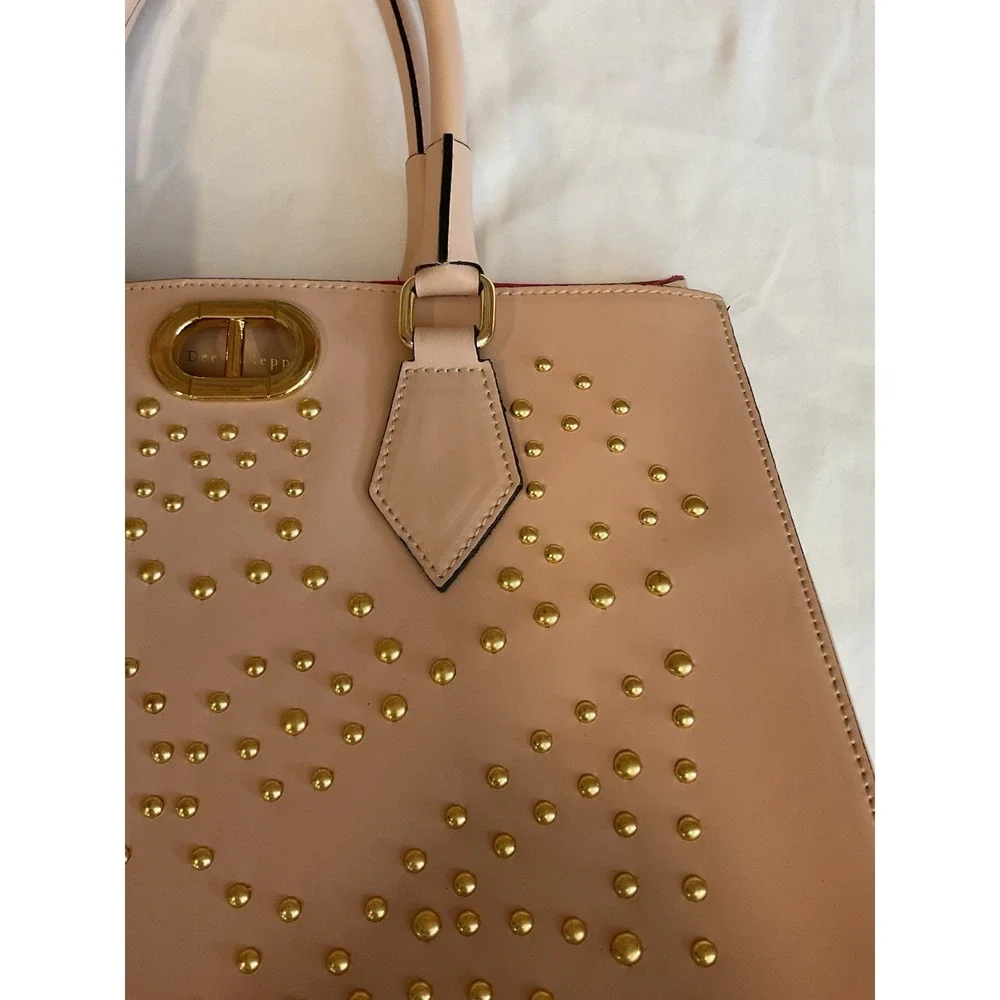 Dee Ocleppo Baby Pink Studded Leather Satchel Handbag Made In Italy NWOT